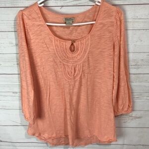 Lucky Brand orange 3/4 sleeve shirt top Sz M B-B8